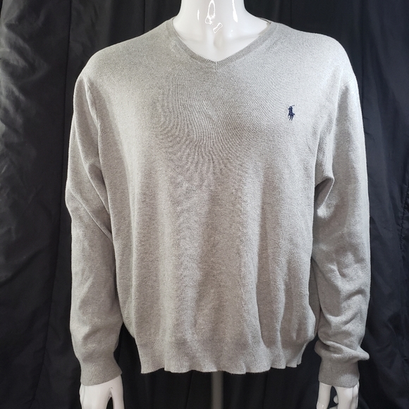 Polo Ralph Lauren Other - Ralph Lauren Polo Light Grey Cotton V-Neck Sweater Men's Size XL